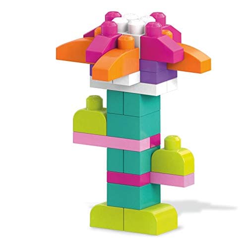 MEGA BLOKS First Builders Toddler Blocks Toys Set, Big Building Bag Collection with 80 Pieces and Storage, Pink, Ages 1+ Years — view 3