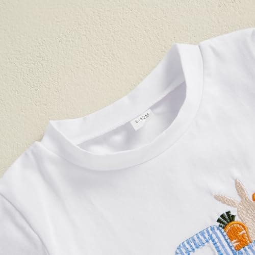Toddler Baby Boy Easter Outfits Short Sleeve Truck Embroidery T-Shirt + Shorts Set Boys Spring Clothes (White, 6-12 Months) — view 4