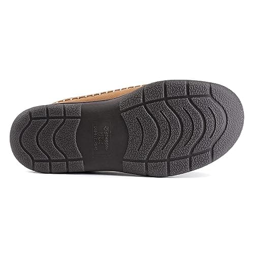 Zigzagger Men's Slip On Moccasin Slippers, Indoor/Outdoor Warm Fuzzy Comfy House Shoes, Fluffy Wide Loafer Slippers, Tan, 9-10 US — view 5
