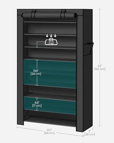 SONGMICS 10-Tier Shoe Rack, Shoe Storage Organizer Cabinet, Black URXJ36H — view 2