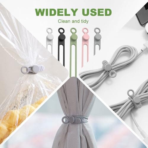 Data Cable Organizer, 2026 New Silicone Cable Ties Reusable Cable Management Organizer, Multipurpose Elastic Cord Organizer for Fastening and Bundling Cable Cords Wires Straps (5PC) — view 3