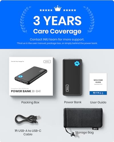 INIU Power Bank, Slimmest 10000mAh Portable Charger, Triple 3A High-Speed Charge External Battery Pack with Flashlight, USB C Phone Charger for iPhone 17 16 15 14 13 Samsung S22 Google LG iPad etc — view 6
