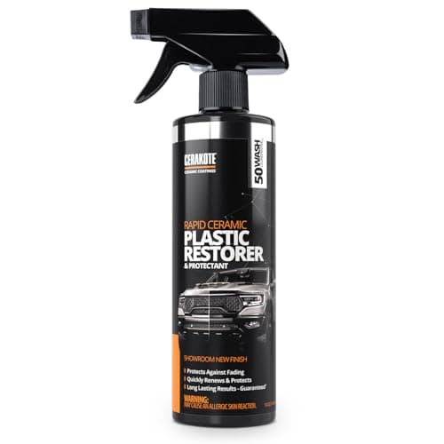 CERAKOTE Rapid Ceramic Plastic Restorer and Protectant Spray - 14 oz - 50+ Wash Rating - Restores Faded Black Trim and Bumpers - Non-Greasy Formula for Cars and Trucks