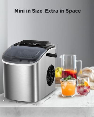 Silonn Ice Makers Countertop, 9 Cubes Ready in 6 Mins, 26lbs in 24Hrs, Self-Cleaning Ice Machine with Ice Scoop and Basket, 2 Sizes of Bullet Ice — view 6