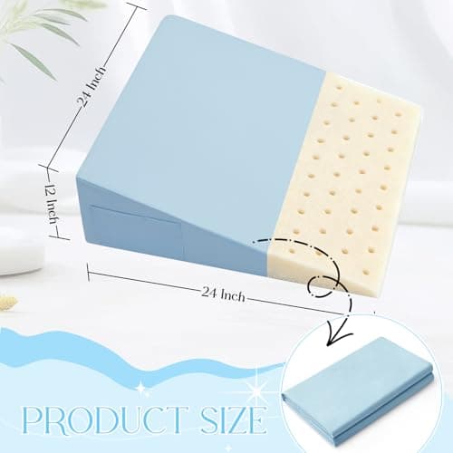 INVGEEXI Baby Blue Bed Wedge Pillow Cover with Side Pocket, Soft & Breathable Microfiber Wedge Pillow Case Cover with Zipper, 24" L x 24" W x 12" H (Pillow Not Include) — view 2