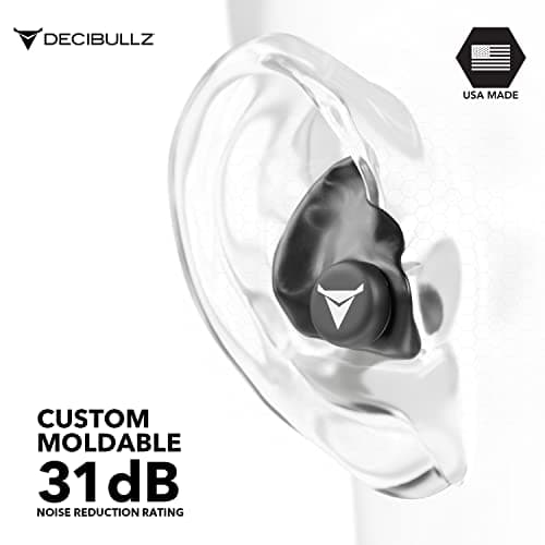 Decibullz - Custom Molded Earplugs, 31dB Highest NRR, Comfortable Hearing Protection for Shooting, Travel, Swimming, Work and Concerts (Black) — view 3