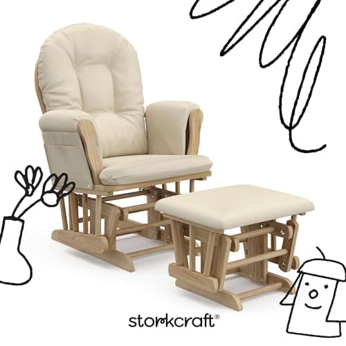 Storkcraft Premium Hoop Glider & Ottoman (Natural/Beige) — GREENGUARD Gold Certified Nursery Glider, Solid Wood Craftsmanship, Smooth-Gliding Nursery Chair and Ottoman, Award-Winning — view 2
