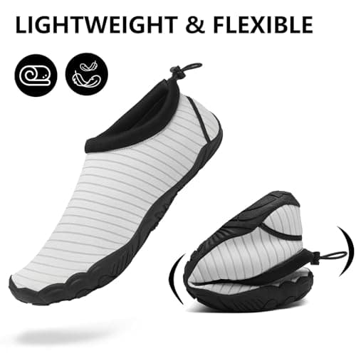Mishansha Womens Mens Water Shoes Wide Toe Box Swim Beach Barefoot Shoes Quick Dry Non Slip Pale Grey 8.5 Women/6.5 Men — view 5