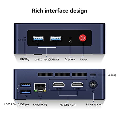 Beelink Mini PC, Mini S12 Intel 12th Gen 4-Core N95(up to 3.4GHz), Mini Computer 8GB DDR4 RAM 480GB SSD, Desktop PC Dual HDMI 4K UHD/Gigabit Ethernet/Dual WiFi5/BT4.2/HTPC/W11 Home — view 5