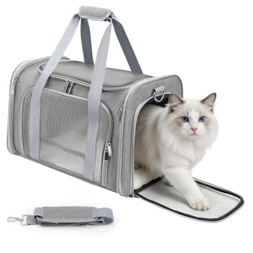Zedkeys Cat Carrier Soft, Dog Carriers for Small Dogs/Large Cats (Up to 16lbs), with High Breathability, Shoulder Strap, Removable Pad, Pet Carrier Airline Approved, for Home Outdoor Travel (Gray)
