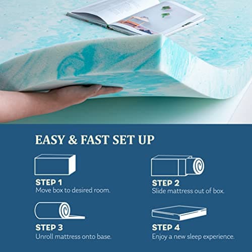 EGO Topper 2 Inch Twin Memory Foam Mattress Topper, Gel Foam Mattress Topper for Pressure Relief, Ventilated Design Bed Topper in a Box, CertiPUR-US Certified, 38"×75", Medium — view 4