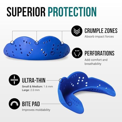 SISU Aero Small Mouthguard, Royal Blue - 30% Stronger Protection for Lacrosse, Football, Hockey, Roller Derby, Team Sports - Remoldable Up to 20 Times - Ultra Slim - Non Toxic — view 2