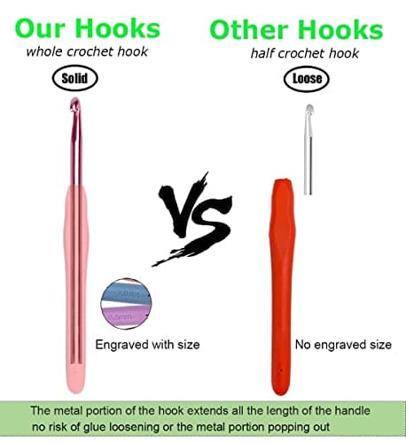 Hobekoee 0.5mm Lace Crochet Hook Ergonomic Handle for Arthritic Hands Soft & Smooth Knitting Needles for Beginners and Crocheting Yarn