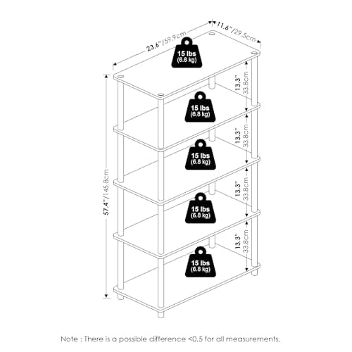 Furinno 17091PI/WH Turn-N-Tube 5-Tier Display Rack, Single, Pink/White — view 2