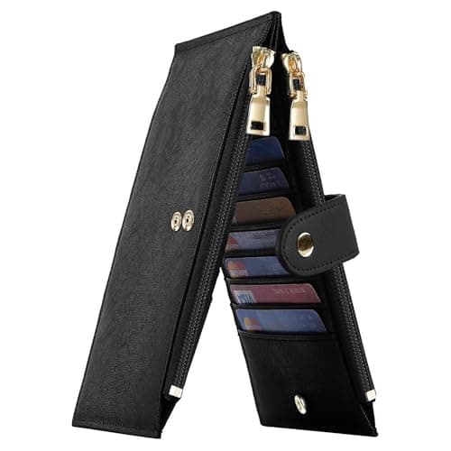 Travelambo RFID Wallet Women Large Size Bifold Multi Card Wallet Case with Zipper Pocke Credit Card Holder for Women