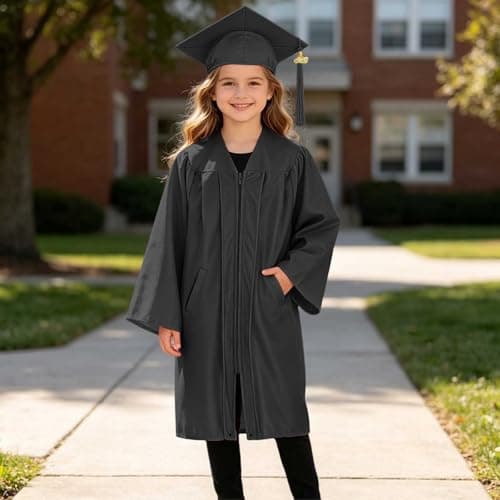 2026 Kids Graduation Cap and Gown Kindergarten Graduation Gown and Cap Set for Kids Boys Girls (A02-Black, 8-9 Years) — view 2