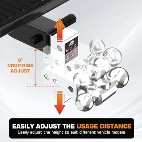 Adjustable Trailer Hitch - Drop Hitch 2 Inch Receiver Tri Ball 6" Rise/Drop — view 3