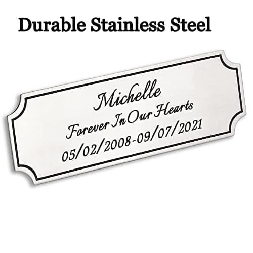 3"W x 1"H, Custom Elegant Engraved Plate, Personalized Memorial Name Plate for Trophy, Frames, Urn, Brass or Stainless Steel Laser Engraved Plaque with Adhesive Backing or Screws (Silver, Gold) — view 3