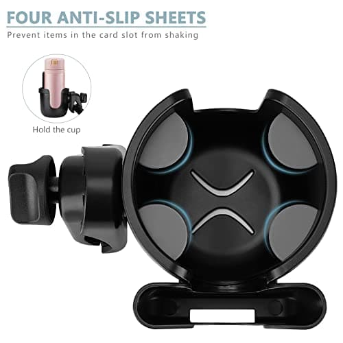 Suranew Universal Stroller Cup Holder, Adjustable Drink Holder with Phone Holder for Baby Stroller, Wheelchair, Walker, Bike, Scooter, Gifts for Family Member. — view 3