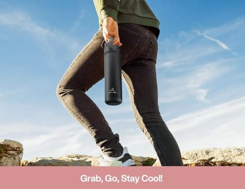 POWCAN 26 oz Insulated Water Bottle with 2-in-1 Straw and Spout Lid, Keep Cold 24H, Leak-Proof, Fits in Car Cup Holder, Stainless Steel Water Bottle for Sports, Travel, Gift, and School (Bow Crush) — view 7