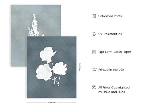 HAUS AND HUES Floral Wall Art - Set of 4 Plant Posters for Wall Vintage, Botanical Prints, Flower Pictures for Room Aesthetic, Vintage Art Prints, Flower Wall Art (Unframed, 8x10)
