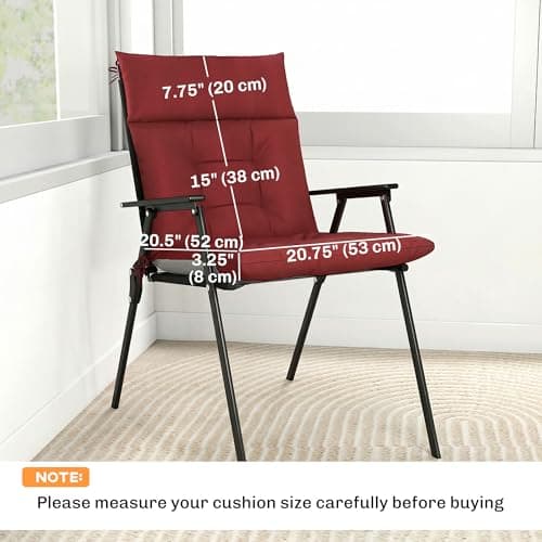 Outsunny Patio Chair Cushions Set of 4, Waterproof Lounge Chair Cushions with Ties, Non-Slip Replacement Seat Pads for Indoor Outdoor, Garden Furniture, 44"x21", Wine Red — view 6