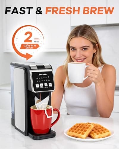 Horavie Single Serve Coffee Maker with Built-in Grinder, Fast Brew 6-16oz Single Cup for Whole Beans, Grounds, K-Cup, Grind and Brew Coffee Maker with 47oz Water Tank, Descaling Alert, Black — view 3
