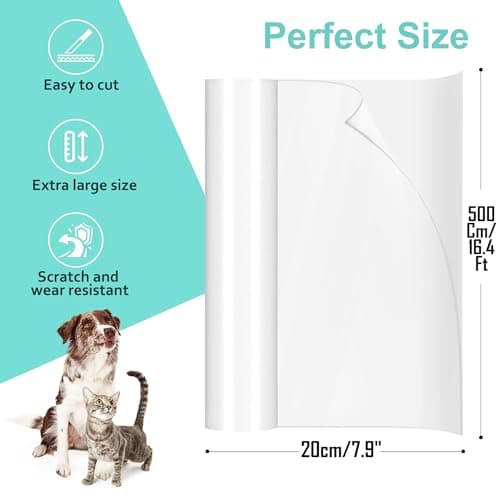 Cat Scratch Protector 7.87" x 197" Self-Adhesive Single Side Furniture Protectors from Cats Scratch, Cat Couch Scratch Protector, Transparent DIY Cutting Anti Scratch Furniture