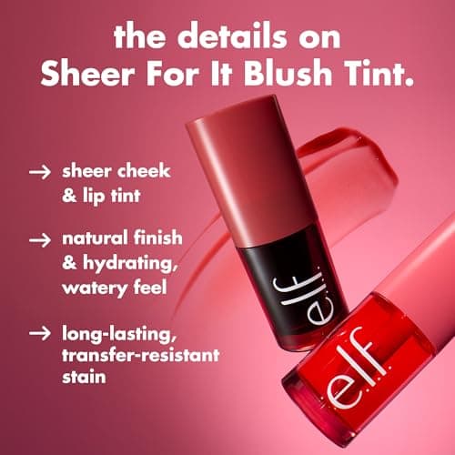 e.l.f. Sheer For It Blush Tint, Multi-Use, Long-Lasting Lip & Cheek Makeup, Creates A Natural Flush Finish, Vegan & Cruelty-Free, Burgun-did That