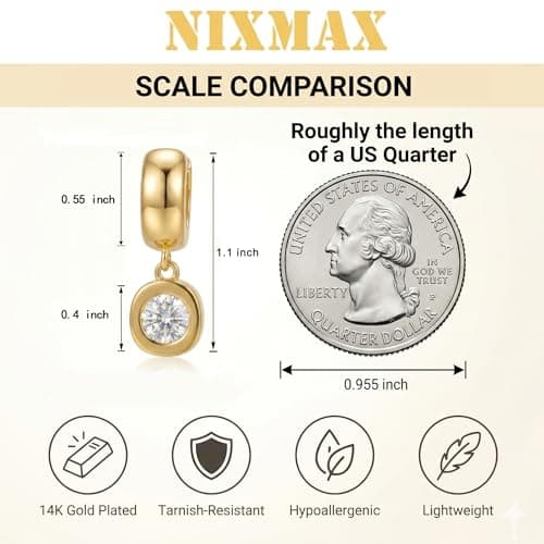 NIXMAX Trendy Gold Dangle Earrings for Women, Chunky Statement Round CZ — view 5