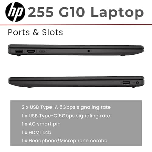 HP 255 G10 15.6" FHD Business Laptop, AMD Ryzen 7 7730U, 32GB RAM, 1TB PCIe SSD, Numeric Keypad, Webcam, Wi-Fi 6, HDMI, Windows 11 Pro, Black — view 4