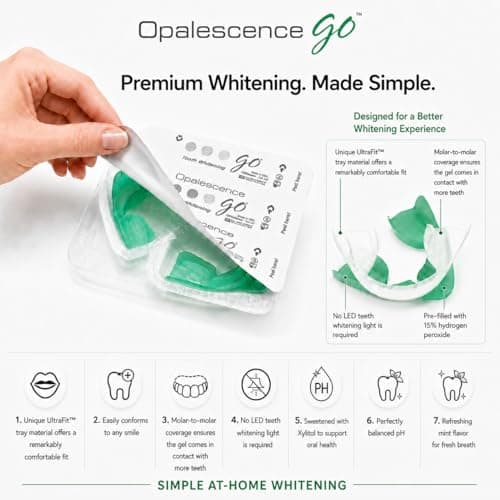 Opalescence Go 15 - Prefilled Teeth Whitening Trays - 15% Hydrogen Peroxide - (10 Treatments) Made by Ultradent Products. Teeth Whitening Kit -Mint - Includes 2Chill Toothbrush 5194-1T — view 5