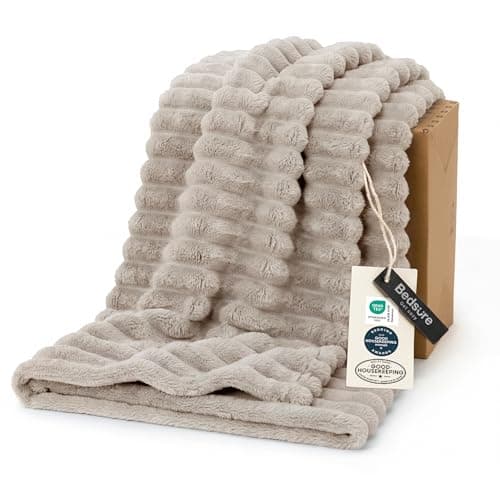 Bedsure GentleSoft Beige Throw Blanket for Couch - Teacher Appreciation Graduation Gifts Birthday Gifts for Women Her, Cozy Fleece Blankets for Women, Small Plush Fuzzy Throws for Girls, 50x60 Inches