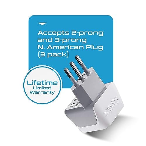 Ceptics Italy Travel Plug Adapter, Chile Plug Adapter with Dual USA Input, Compact Type L Plug Adapter, Safe Grounded Plug, Perfect for Cell Phones, Laptops, Chargers, 3 Pack - CT-12A — view 5