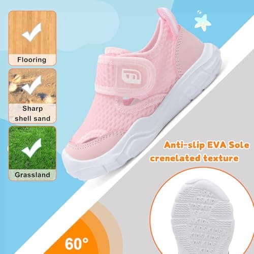 JOINFREE Wide Toe Box Toddler Shoes Barefoot Water Sandals with Quick-Dry Mesh and Anti-Collision Toe for Summer Outdoor Play Pink Size 5.5 — view 6