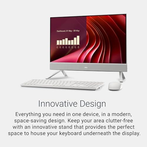 Dell 24 All-in-One Desktop ec24250-23.8-inch FHD Touch Display, Intel Core 5 Processor 120U, Intel Graphics, 16GB DDR5 RAM, 512GB SSD, Windows 11 Home, Onsite Service+6 Months Retail Migrate - White — view 3