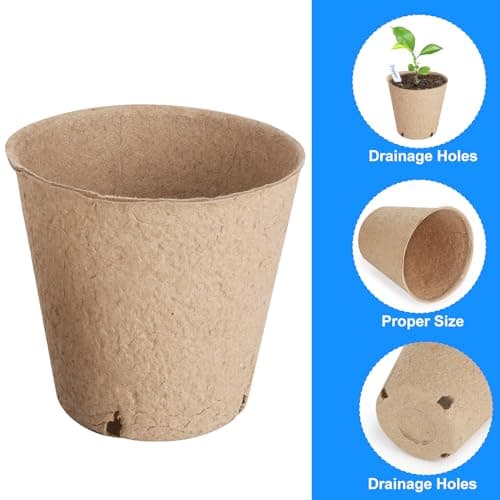 Peat Pots 8 cm, 65 Pcs Seed Starting Pot with Drainage Holes, 3.15 Inch Round Seedling Nursery Box, Small Seed Starting Starter Tray Bulk, Garden Germination Container with Bonus 65 Plant Labels — view 5