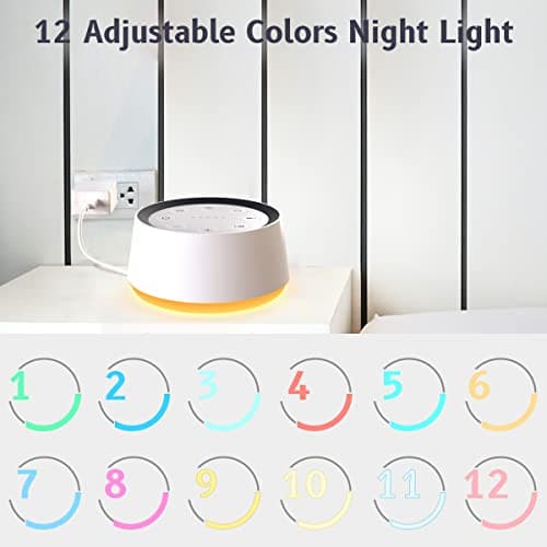 Brown Noise Sound Machine with 30 Soothing Sounds 12 Colors Night Light White Noise Machine for Adults Baby Kids Sleep Machines Memory Function 36 Volume Levels 5 Timers for Home Office Travel — view 2