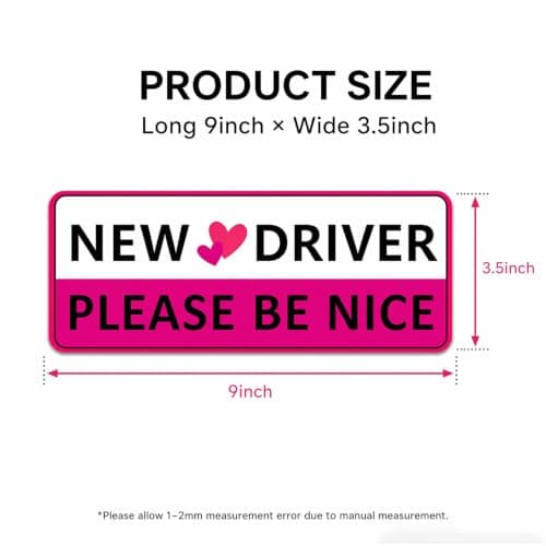 Hwanzen Premium Student Driver Car Magnet, 3-Pack Cute New Driver Sticker Decor, Safety Warning Auto Decal, Ideal New Driver Gifts for Beginner Teen Drivers (Pink) — view 3