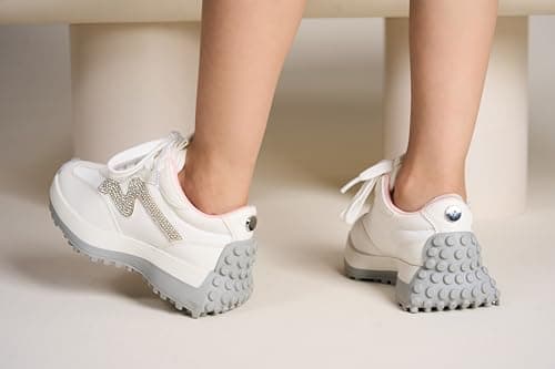 Project Cloud Kid Shoes for Girls - Girls Sneakers with Breathable Upper, Lightweight Design, Memory Foam Insole & Non-Slip Outsole (Lecco_K,WHITCOMBO,4)