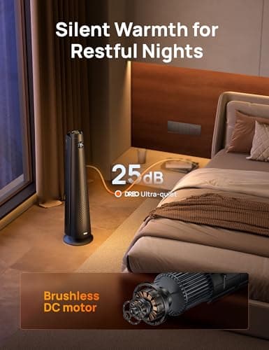DREO Space Heater Large Room, 30" Electric Heaters with Remote, 120° Oscillation, Adjustable Thermostat, 5 Heat & 3 Fan levels, 8 Safety Protections, 25dB Quiet, 1-12H Timer, Heater for Office, Black — view 2