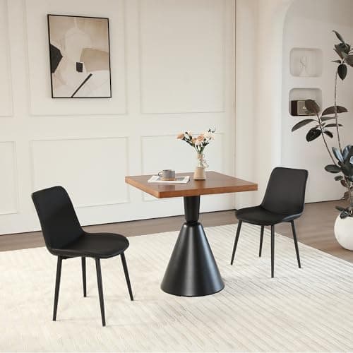 Ironalita Black Leather Dining Chairs Set of 4, Mid Century Modern Faux Leather Kitchen & Dining Room Chairs, Comfortable Dinner Chair Kitchen Chair for Restaurant Living Room, Cafe, Home (4, Black) — view 4