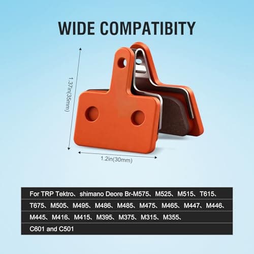 SkyStage 4 PCS Bike Brake Pads, Disc Brake Pads (Resin,Semi-Metallic) for Mountain Bike Disc Brakes, Bicycle Brake Pads Compatible with TRP Tektro Shimano Deore Br Ebike Brake Pads (4 PCS-Orange)