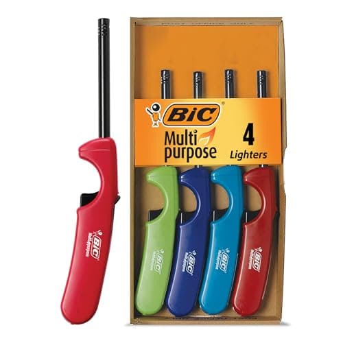 BIC Multi-purpose Classic Edition Lighters, Long Durable Metal Wand, Great For Grills, Fireplaces and Candles, Utility Lighter, Assorted Colors, 4-Count