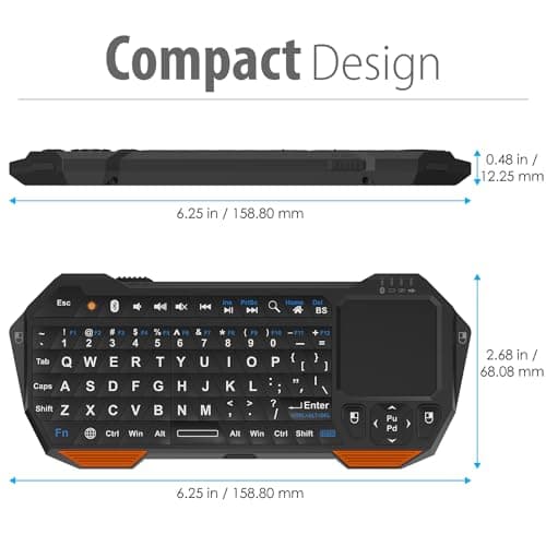 Fosmon Mini Bluetooth Keyboard (QWERTY Keypad), Wireless Portable with Touchpad, Compatible with Apple TV, Amazon Fire Stick, PS4, PS4 Pro, PS5, HTPC/IPTV, VR Glasses, Smartphones — view 6