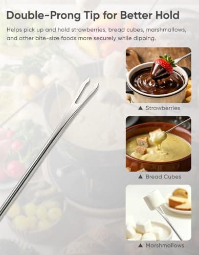 Fondue Forks, 3PCS 9.45" Stainless Steel Double Prong, Color Coded — view 2