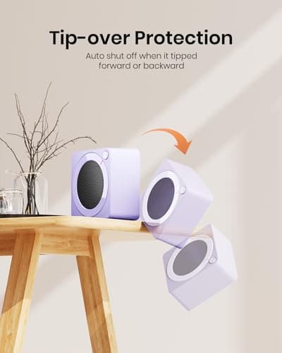 Gaiatop Mini Space Heater, Lightweight PTC Ceramic Fast Heating 500W Energy Efficient for Indoor Use, Overheating & 45° Tip-Over Protection, Portable Desk Electric Heaters for Office Home Purple — view 3