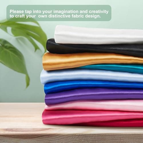Pink Satin Fabric by The Yard, 55 Inch Wide, Shiny and Soft Charmeuse Satin Fabric for Sewing Wedding Bridal Dress Crafts, 1 Yard — view 5