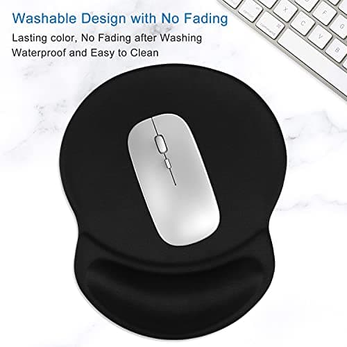 ITNRSIIET Ergonomic Mouse Pad with Gel Wrist Rest Support Gaming Small Wrist Rest Smooth Surface Non-Slip PU Base Comfortable Office Supplies Pain Relief, 8.7 x 7.2 inches, Black — view 3