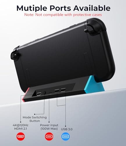 SIWIQU for Nintendo Switch 2 Dock Station, Portable TV Docking Station Replacement with 4K@120Hz HDMI Adapter/2 USB Port/Type C Port for Nintendo Switch 2 — view 5